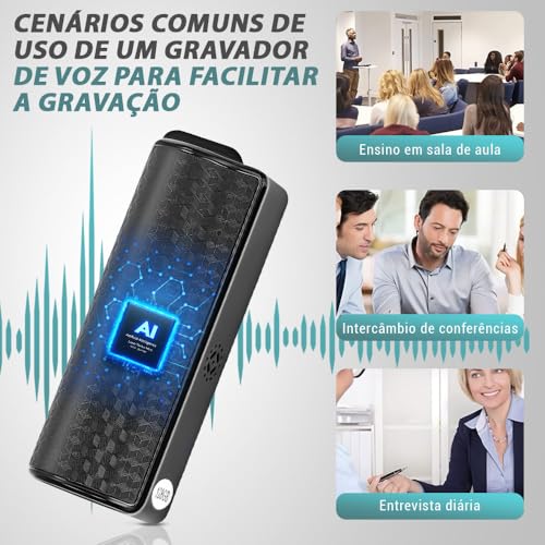 128G, Mini Gravador de Voz, Gravador de Voz, Redução Tripla de Ruído Inteligente, Gravação de 334H