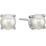 Amazon Essentials Sterling Silver Round Freshwater Cultured Pearl Birthstone Stud Earrings (June)