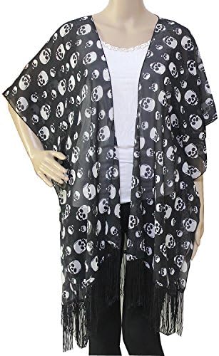 Kimono with Fringe Skull Cardigan Blouses Tribal Print 302-P04