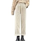 Women's Vintage High Waisted Straight Leg Corduroy Pants Trouser