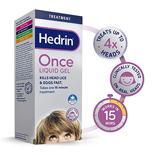 Hedrin Once Liquid Gel, Head Lice Treatment, Nits Treatment, Kills Headlice and Eggs in 15