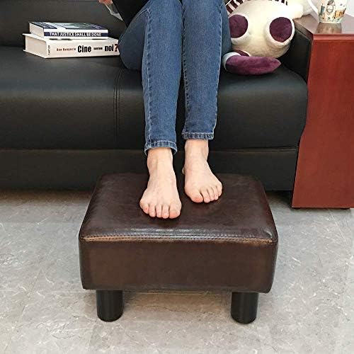 SCRIPTRACT 16" Small Footstool PU Leather Ottoman Footrest Modern Home