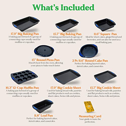 NutriChef 10Piece Kitchen Oven Baking Pans Deluxe Carbon Steel Bakeware Set with Stylish Non