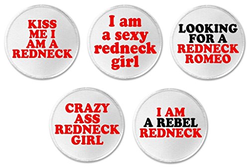 A&T Designs - Set 5 Crazy Redneck Girl Funny Humor 3" Sew On Patches