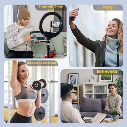 - Micrófono inalámbrico con pantalla digital de batería, cancelación de ruido omnidireccional de 360°, alcance de 30 m, pinza giratoria, para iPhone 15/16, Android, PC, iPad y tableta