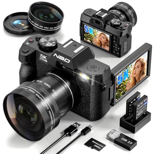 True 5K Digital Cameras for Photography 64MP - 16X Zoom, WiFi, with 64GB TF Card, Wide-Angle & Macro Lens, Autofocus & Anti-Shake, Vlogging Camera for YouTube Travel (Black)