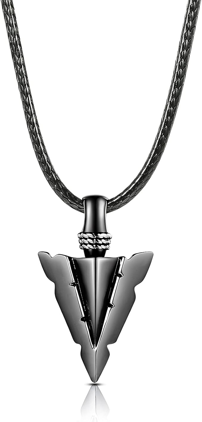 Sterling Silver Arrowhead Urn Necklace Cremation Ashes Jewelry for Men