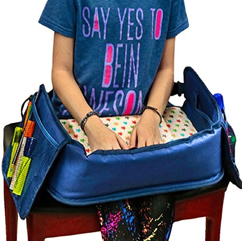 Snack &amp; Play Lap Tray For Kids. Great for Playing, Eating, Reading &amp; Drawing on the go. Mesh Storage Pockets for Organizing Toys. For Cars Back Seats, Flights, Baby Strollers, Booster Chairs, Trains