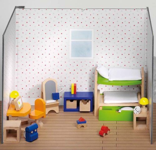 goki 51746 - Puppenmöbel Kinderzimmer & 51903 - Badezimmer Puppenhausmöbel , 17-teilig – Bild 3