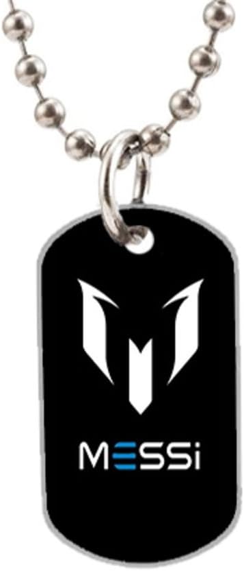 Messi Sign Custom Photo Oval Dog Tag Dimensions: 1.3 x 2.2 X 0.1 inches with 30" Aluminum Bead Chain