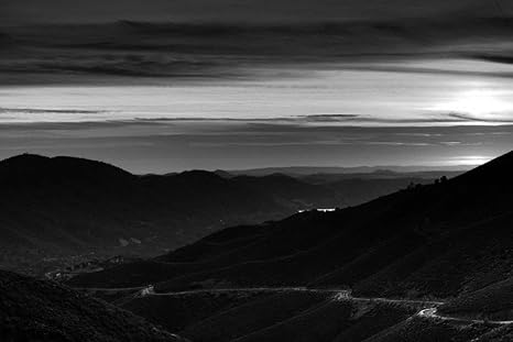 Amazon Co Jp 山の夕日の壁紙 自然の壁紙 165 白黒の キャンバス ステッカー 印刷 壁紙ポスター はがせるシール式 写真 特大 絵画 壁飾り60cmx40cm ホーム キッチン