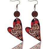 Love Print Earrings Leopard Leather Denim Valentine Gift Jewelry Earrings for Women
