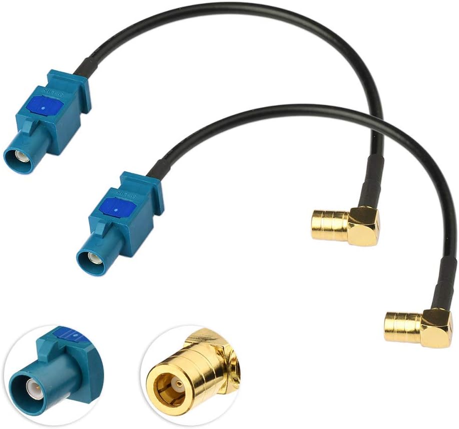 Eightwood DAB Radio Cable Fakra to SMB Adapter Cable Fakra Z Male to SMB female Adapter Cable 15cm RG174 2pcs for DAB Aerial Radio Stereo Receiver Tuner