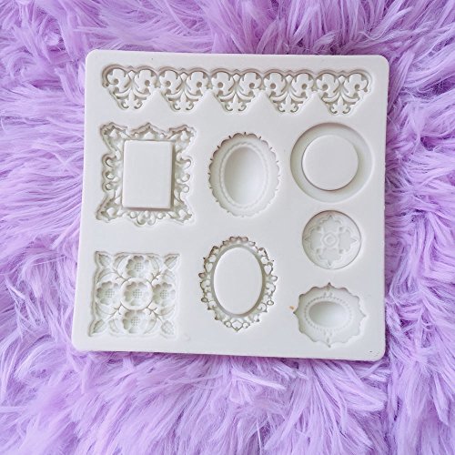 Photo Frame Lace Vintage Pattern Sugarcraft Silicone Fondant Mould for Cake Decorating Cupcake Topper, Sculpting Silicone Sugar Resin Craft DIY Moulds Gum Paste Cake Decorating Fondant Molds