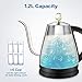 Electric Kettle - Gooseneck Kettle for Pour Over Drip Coffee and Teas, 304 Stainless Steel Kettle, 1.2L Drip Kettle with Variable Temperature Control, Keep Warm, 1000W, By Elechomes