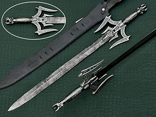 37 inches Long Damascus Steel Blade Medieval Barbarian Sword, 27