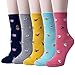 4-5 Pairs Womens Cute Dog Cat Fun Cartoon Cotton Casual Crew Funny Animal Socks (A-06 (5 pairs))