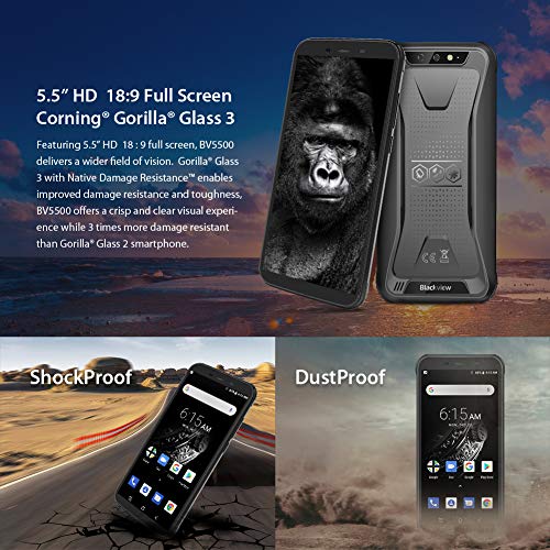 image for Rugged Cell Phone Unlocked, Blackview BV5500 GSM IP68 Waterproof Smart