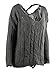 Simplee Apparel Women's Loose Long Sleeve Cross Back Cable Ribbed Knit Sweater,Green,One Size