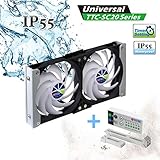 Titan- 12V DC IP55 Waterproof Double Rack Mount Ventilation Cooling Fan with Timer and Speed Controller- TTC-SC20 (90mm)