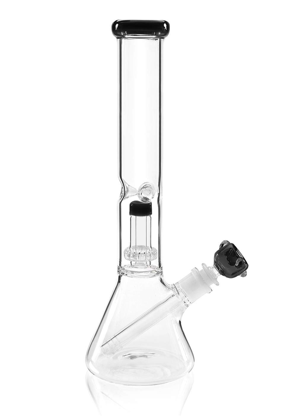 RORA 14.5mm Glass Water Pipe - Recycler Glass Pipe Downstem Bowl Accessory with 13inch Tall (Black)