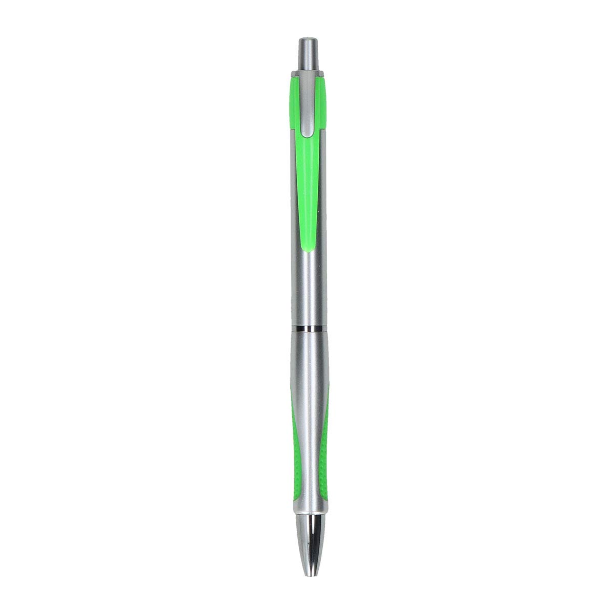 PM Bingo Retractable Ballpoint Pen 0.7 mm Pack of 50 Silver/Green