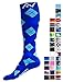 Compression Socks (1 pair) for Women & Men by A-Swift - Best For Running, Athletic Sports, Crossfit, Flight Travel - Suits Nurses, Maternity Pregnancy - Below Knee High (Blue Argyle, Medium)