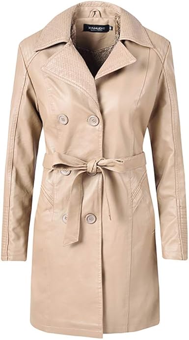 manteau long simili cuir femme