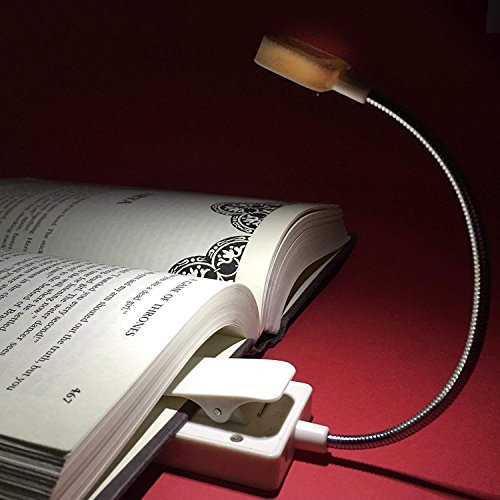 Solar Clip on Book Light,AVEKI LED Solar Powered and USB Rechargeable Reading Lights with Soft Clip, Solar Energy Book lamp for Reading Camping Tent Travel (White)