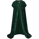 TOONRAIN Witch Cloak Velvet Hooded Cape Vampire Cape Witch dress for Halloween Sorceress Cosplay for Adult Women(140,Black)