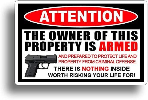 Gadsen Flags in USA (2 Pack) 5 inch Owner is Armed Decal Sticker - 2nd Amendment Stickers Second Amendment Gun Sticker/NRA - U GET 2 Decal Stickers - - 2 Pack