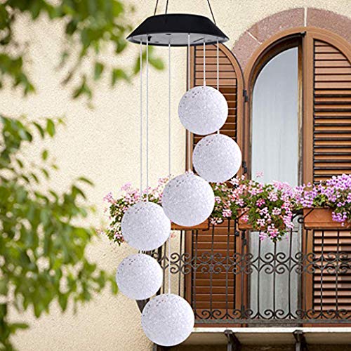 image for Gotian Solar Powered Wind Chime Light LED Garden Hanging Spinner Lamp 