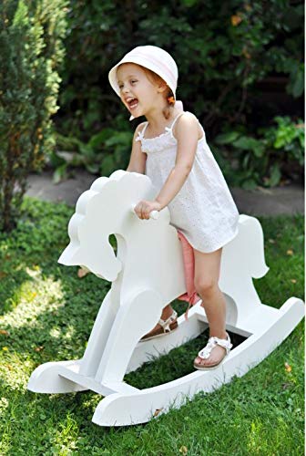 Dani Handmade Wooden Rocking Horse for Toddlers and Kids (White) - Thumbnail 2