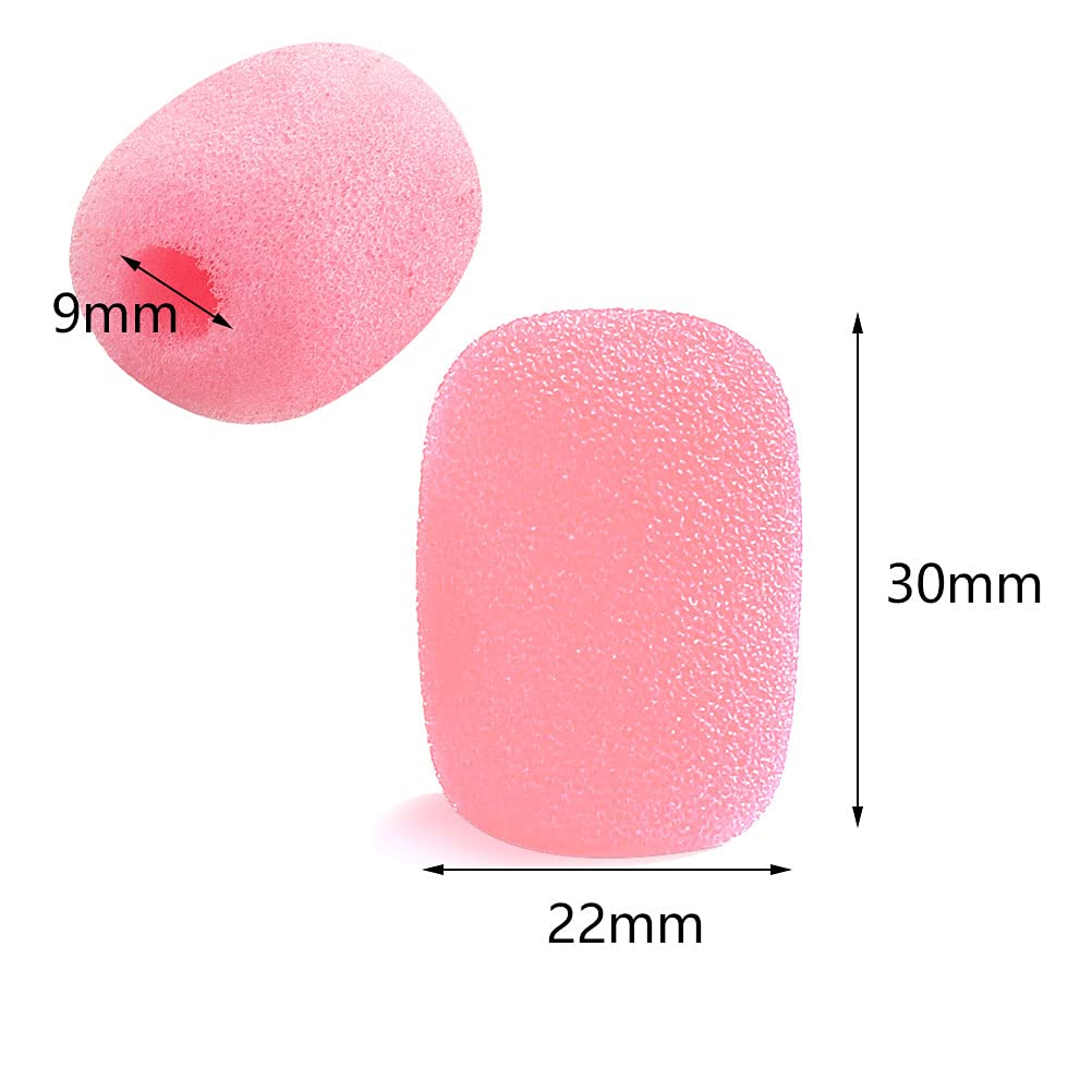 10 Pack Lapel Headset Microphone Windscreen,Christmas Stocking Stuffers Microphone Sponge Foam Cover Mini Size Lavalier Microphone Windscreen for Variety of Headset Microphone, Pink