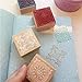 Wooden Rubber Stamp Square Floral Pattern for DIY Craft Card and Scrapbooking Designs