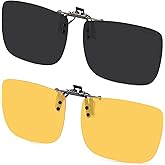 CAXMAN Polarized Clip On Sunglasses Over Prescription Glasses for Men Women UV Protection