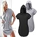 Doreen Fashion Women's Loose Hoodie T Shirt Tops Short Sleeve Mini Dress Casual Blouse Size 4 US Black.