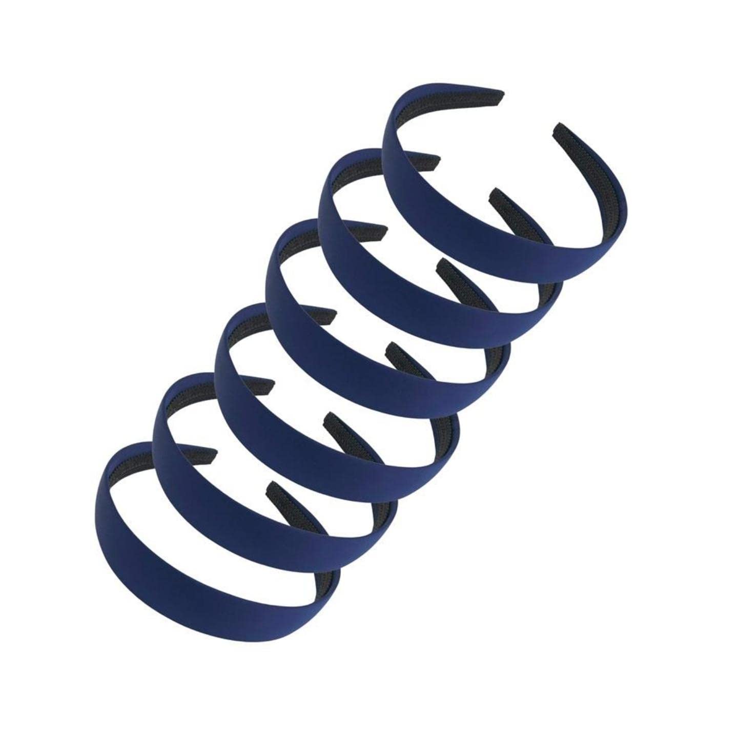 Topkids Accessories 6pc 2.5cm Wide Alice Headband Multipack, Various Designs & Styles For Girls, Ladies, Unisex Adults & Unisex Kids Hair (Shiny Navy Satin)