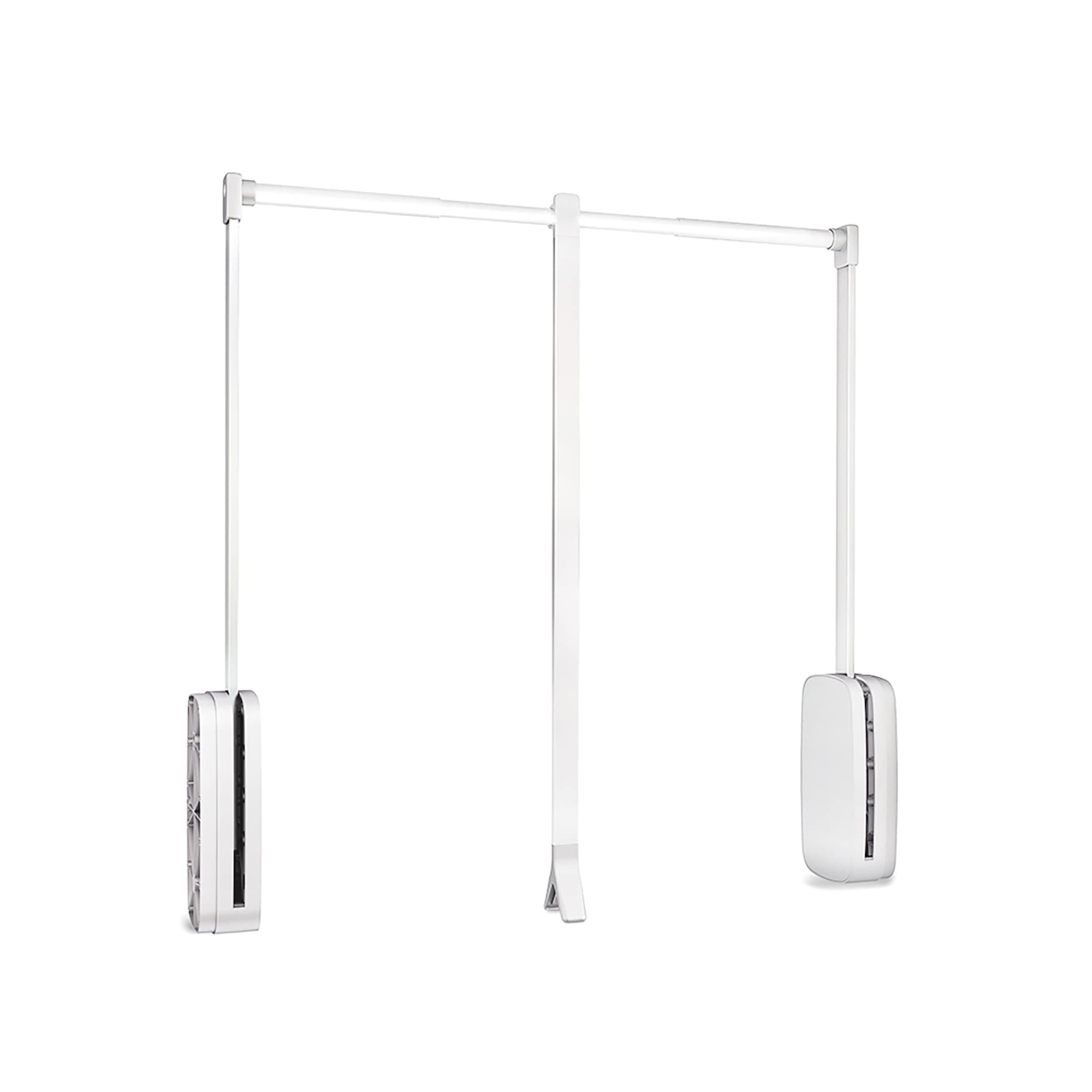 Emuca - Pull down hanging rail for wardrobe, pull down wardrobe rail lift, adjustable width 600-830mm (23,6-32,6 inch), white colour