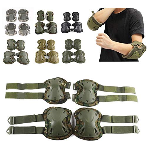 Niome 1 Pair Kneelet and 2 Pcs Elbow Pad Outdoor Tactical Protection Knee Pads Elbow Support Set Military Green