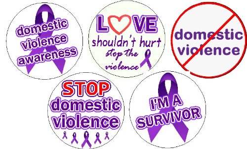 Set 5 Anti Domestic Violence Abuse Purple Ribbon 1.25
