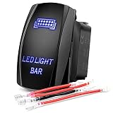 Nilight NI-RS081 Bar Rocker 5Pin Laser On/Off LED Light 20A/12V 10A/24V Switch Jumper Wires Set for Jeep Boat Trucks,2 Years Warranty