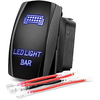 Nilight NI-RS081 Bar Rocker 5Pin Laser On/Off LED Light 20A/12V 10A/24V Switch Jumper Wires Set for Jeep Boat Trucks,2 Years Warranty