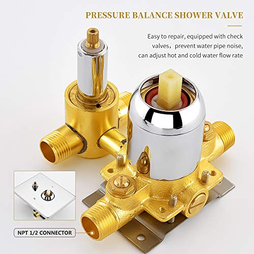 Esnbia Shower System, Ceiling Chrome Shower Faucet Set with High Pressure 10" Rain Shower Head Set for Bathroom All Metal All Meta（Rough in Valve Include） - Thumbnail 5