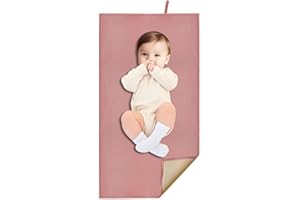 BEWDIO Wipeable Changing Pad for Baby, Dusty Pink Diaper Changing Mat for Baby Travel or Home, Foldable Mat Fits Perfectly in Diaper Bag (67-05)