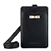 Indressme Cute Black 2-Sided Vertical Genuine Leather ID Badge Holder with Lanyard (Black)