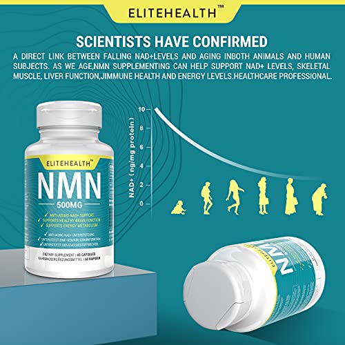 ELITEHEALTH Vegan NMN Supplement 500mg Higher Absorption NMN