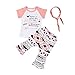 3PCS Baby Girl Kids Colorful Clothes T-shirt Tops+Boho Pants+Headband Outfit Set