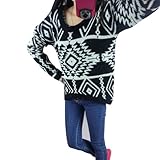 Vobaga Women’s Long Sleeve Geometric Pullovers Sweater Black, Online Clothing Store