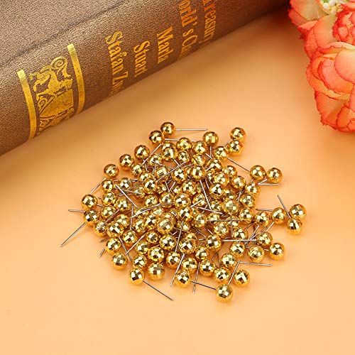 200pcs Polyhedron Faceted Plastic Pushpin Thumbtack Pins Decorative DIY Marking Tool(Gold) - Thumbnail 6
